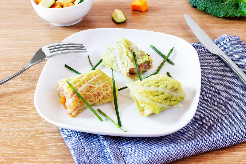 Involtini di verza e crudo di parma